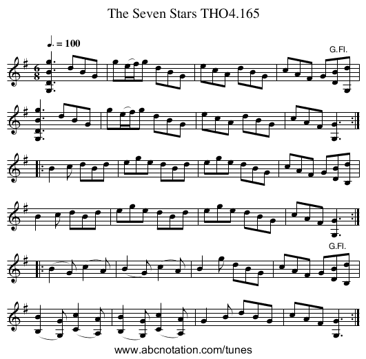 Seven Stars THO4.165, The - staff notation