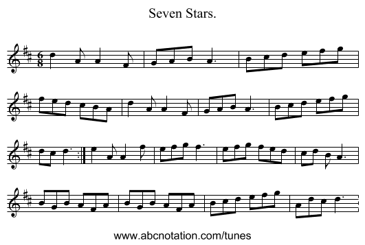 Seven Stars. - staff notation