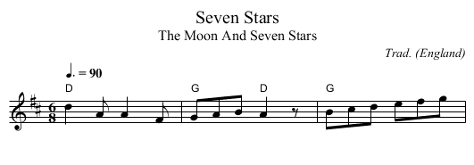 Seven Stars - staff notation