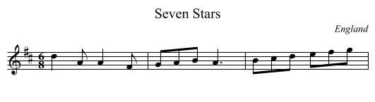 Seven Stars - staff notation