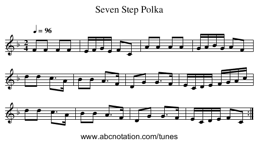 Seven Step Polka - staff notation