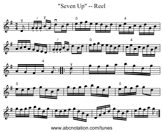Seven Up -- Reel - staff notation