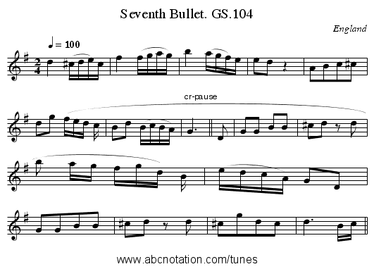 Seventh Bullet. GS.104 - staff notation