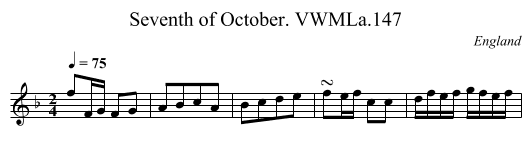 Seventh of October. VWMLa.147 - staff notation