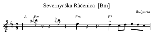 Severnya&scaron;ka R&acirc;čenica  [Bm] - staff notation