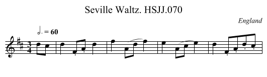 Seville Waltz. HSJJ.070 - staff notation