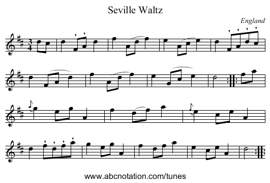 Seville Waltz - staff notation