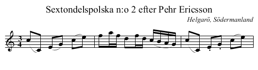 Sextondelspolska n:o 2 efter Pehr Ericsson - staff notation