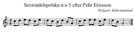 Sextondelspolska n:o 5 efter Pehr Ericsson - staff notation