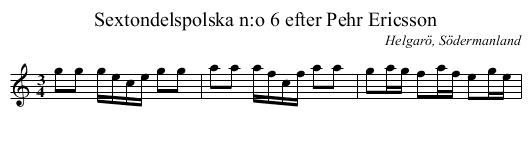 Sextondelspolska n:o 6 efter Pehr Ericsson - staff notation