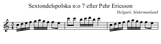 Sextondelspolska n:o 7 efter Pehr Ericsson - staff notation