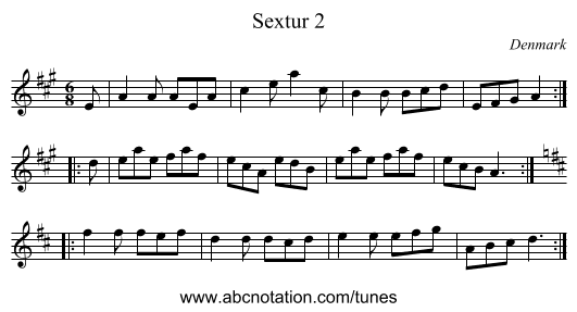 Sextur 2 - staff notation