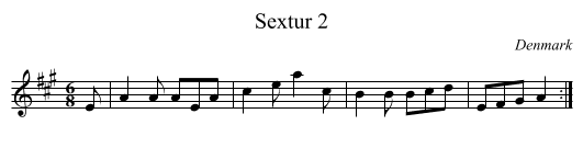 Sextur 2 - staff notation