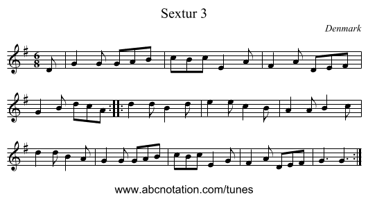 Sextur 3 - staff notation