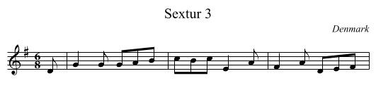 Sextur 3 - staff notation