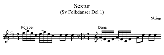 Sextur - staff notation