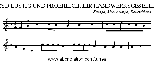 SEYD LUSTIG UND FROEHLICH, IHR HANDWERKSGESELLEN - staff notation