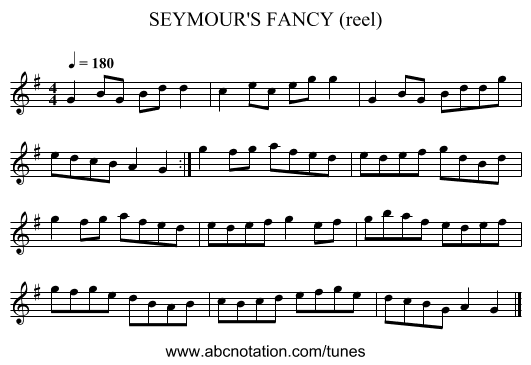 SEYMOUR'S FANCY (reel) - staff notation