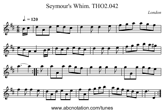 Seymour's Whim. THO2.042 - staff notation