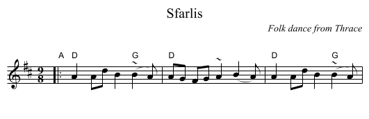 Sfarlis - staff notation