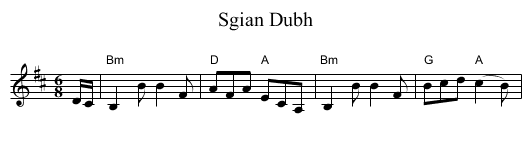 Sgian Dubh - staff notation