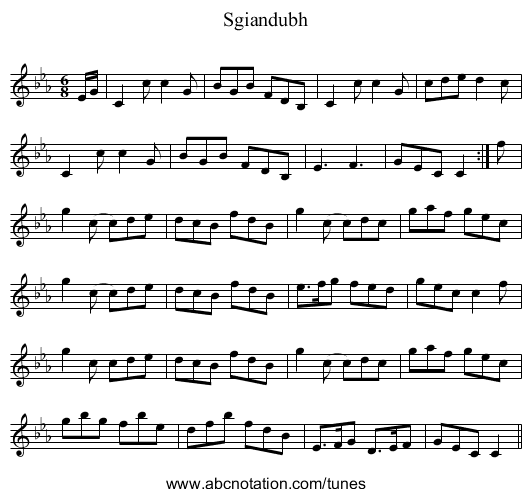 Sgiandubh - staff notation