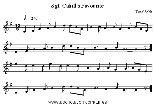 Sgt. Cahill's Favourite - staff notation