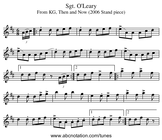 Sgt. O'Leary - staff notation