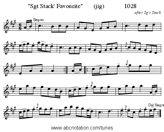 Sgt Stack' Favourite       (jig)             1028 - staff notation