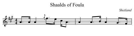 Shaalds of Foula - staff notation