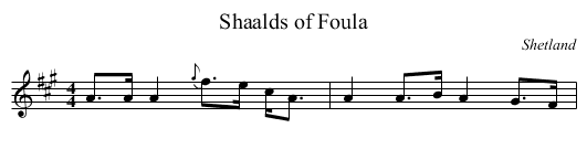 Shaalds of Foula - staff notation