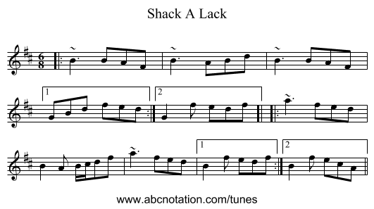 Shack A Lack - staff notation