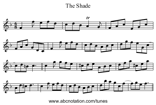 Shade, The - staff notation
