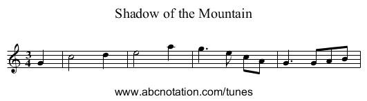 Shadow of the Mountain - staff notation