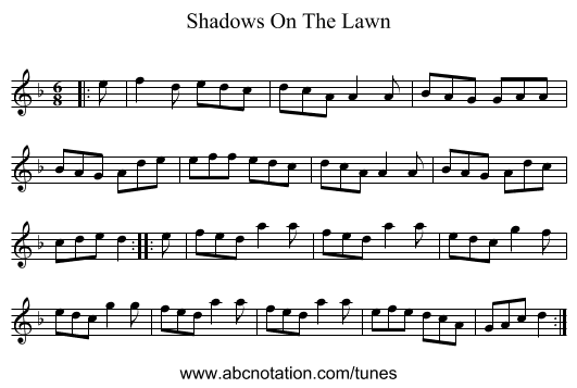Shadows On The Lawn - staff notation