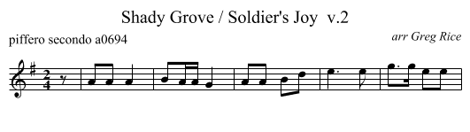 Shady Grove / Soldier's Joy  v.2 - staff notation