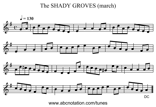 SHADY GROVES (march), The - staff notation