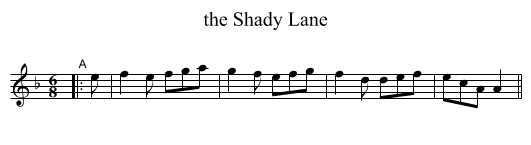 Shady Lane, the  - staff notation