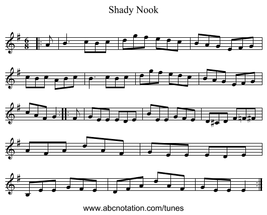 Shady Nook - staff notation