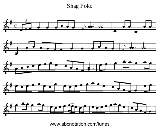 Shag Poke - staff notation