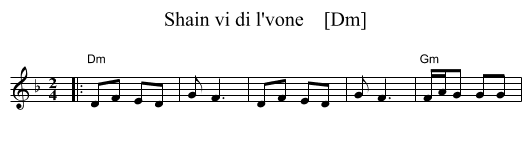 Shain vi di l'vone    [Dm] - staff notation
