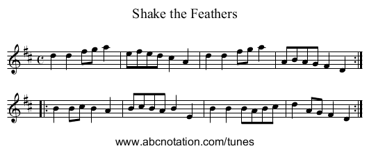 Shake the Feathers - staff notation