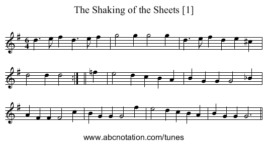 Shaking of the Sheets [1], The - staff notation