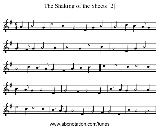 Shaking of the Sheets [2], The - staff notation