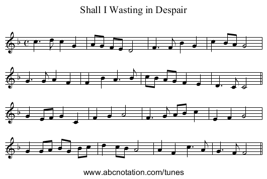 Shall I Wasting in Despair - staff notation