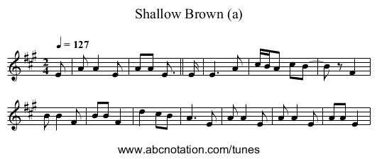 Shallow Brown (a) - staff notation