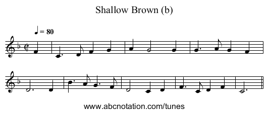 Shallow Brown (b) - staff notation