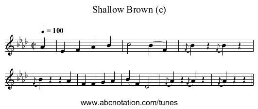 Shallow Brown (c) - staff notation