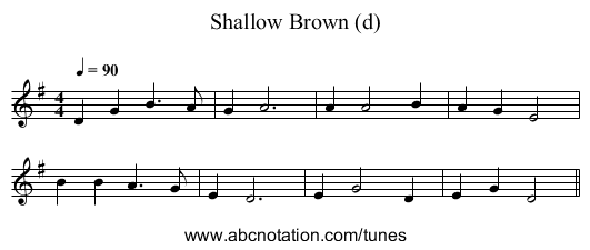 Shallow Brown (d) - staff notation