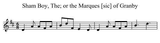 Sham Boy, The; or the Marques [sic] of Granby - staff notation
